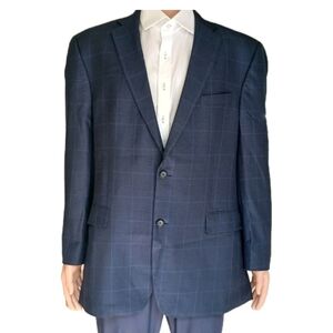 Jos A Bank Reserve Men's Navy Checkered Blazer Sz 44 Long
